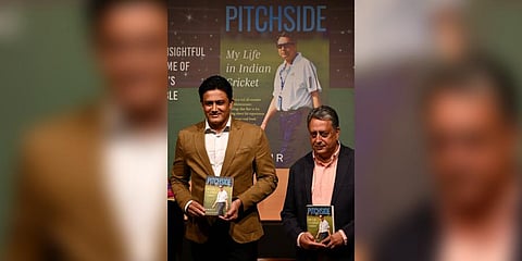 Amrit Mathur with Anil Kumble at the launch of former book 'Pitchside: My life in Indian Cricket'