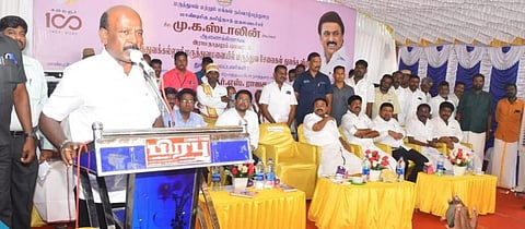 Health Minister M Subramanian addressing the gathering at  Ramanathapuram Government Medical College on Saturday
