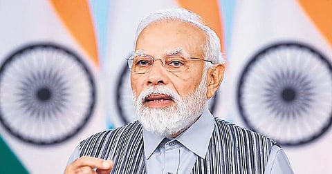 PM Modi virtually addresses G20 ministerial meet on Wednesday. (Photo | PTI)