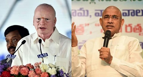 Rajya Sabha MP Pilli Subhash Chandra Bose and  BC Welfare Minister Chelluboina Srinivasa Venugopala Krishna. (Photo | Express)