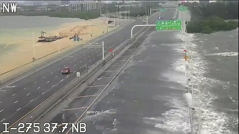This photo provided by FDOT shows flooded interstate 275 Over Tampa Bay, Fla., on Wednesday, Aug. 30, 2023. (Photo | AP)