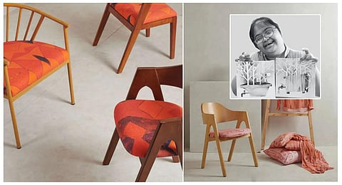 Photo featuring furniture displaying artworks created by children with autism and Down Syndrome. 