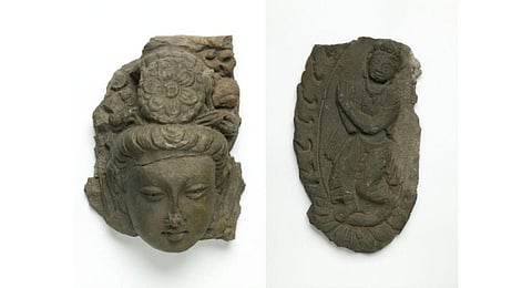 Head of a Bodhisattva, and a relief fragment with the London museum. (Photo |  Victoria and Albert Museum website)
