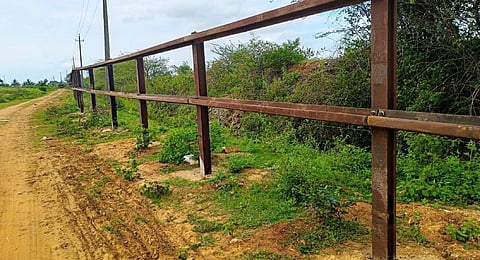 The rail barricades near  Bandipur Tiger Reserve