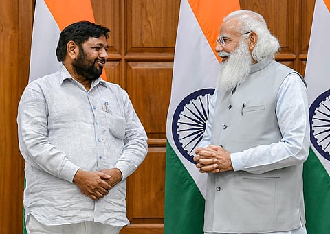 FILE PHOTO: Union minister Kaushal Kishore with Prime Minister Narendra Modi (PTI)