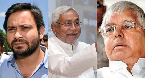 RJD leader Tejashwi yadav, Bihar Chief Minister Nitish Kumar and Lalu Prasad.