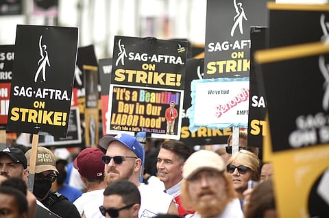 Picketers participate in a rally outside Paramount Pictures Studio on Wednesday, Sept. 13, 2023, in Los Angeles. (Photo | AP)