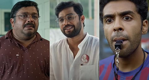Johny Antony, Sharafudheen and George Kora in  'Tholvi F.C' teaser.