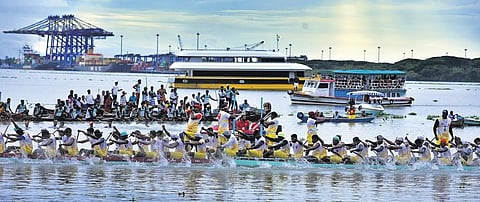 Palluruthy Boat Club’s Veeyapuram chundan that won the inaugural race of the third edition of Champions Boat League in Kochi on Saturday | A Sanesh