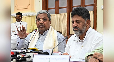 FILE - An image of Karnataka CM Siddaramaiah and Deputy CM DK Shivakumar, used for representational purposes only. (Photo | Nagaraja Gadekal, EPS)