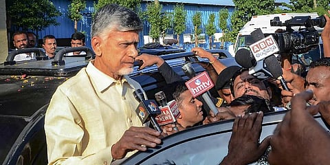 FILE: Former Andhra Pradesh Chief Minister N Chandrababu Naidu being taken to Vijaywada after his arrest from Nandyal in the Skill Development Corporation scam (Photo | PTI)