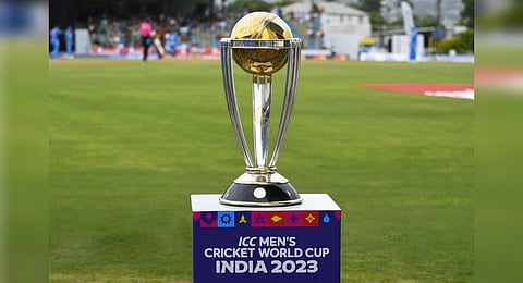 An image of the International Cricket Council (ICC) Men's Cricket World Cup Trophy, used for representational purposes only. (Photo | AFP)