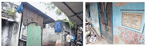 A man walks past the Punjagutta municipal market in Hyderabad; the Ameerpet market lies in disrepair. (Photo  | Sri Loganathan Velmurugan)