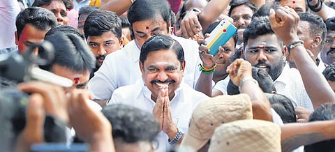 AIADMK general secretary EPS at party headquarters on Monday. (Photo | P Jawahar)