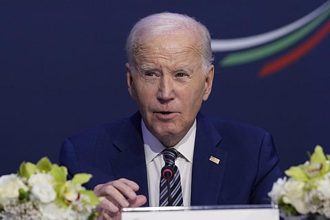 US president Joe Biden speaks during a meeting at the United States Mission to the United Nations. (Photo | AP)