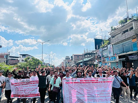 Students taking out a protest march in Manipur. For representational purpose (Photo | Special arrangement)