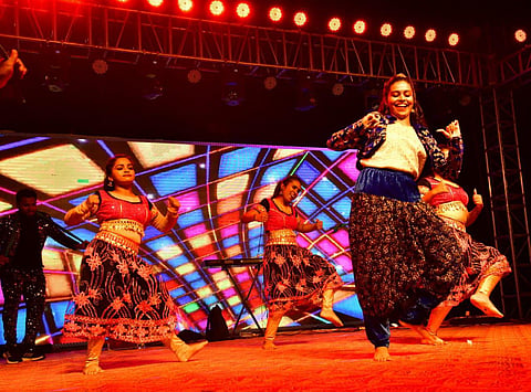 The bridge does double duty, serving as a conduit for vehicular traffic on regular days and transforming into a platform for cultural extravaganza on weekends. (Photo | Express)