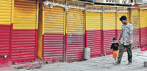 Shops across Bengaluru were shut due to the bandh called by several Kannada outfits on Friday. (Photo | Shashidhar Byrappa)