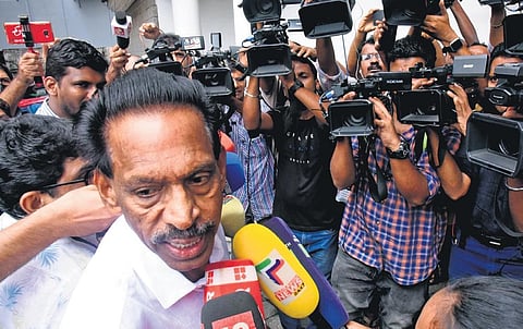 CPM state committee member and Kerala Bank vice-president M K Kannan coming out of ED office in Kochi | Express 