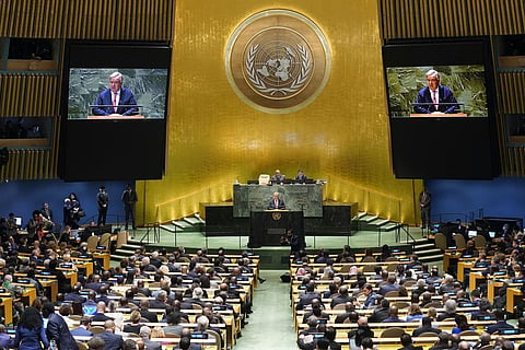 FILE - UN Secretary-General Antonio Guterres addresses the 78th session of the United Nations General Assembly, Sept. 19, 2023. (Photo | AP)