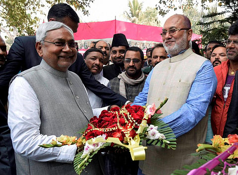 RJD leader Abdul Bari Siddiqui with Bihar CM Nitish Kumar.  (Photo | PTI)
