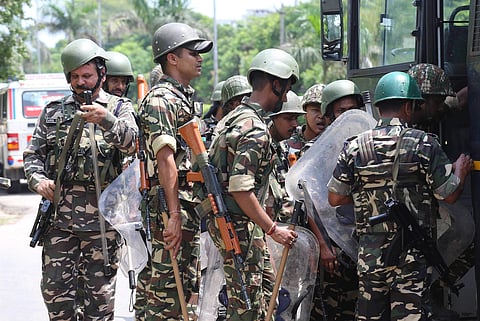 Paramilitary forces (Express Photo | Harpreet Bajwa)