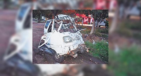 The mangled van after the accident | Express