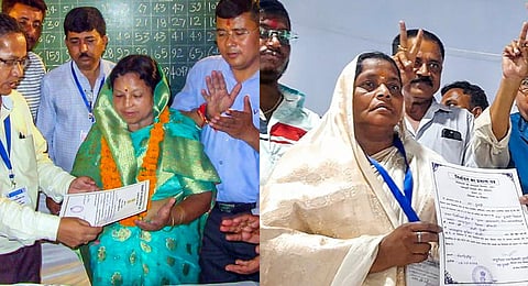 JMM candidate Baby Devi won the Dumri constituency by-election, in Jharkhand;  BJP candidate Parvati Das won the Bageshwar Assembly constituency by-election, in Uttarakhand. (PTI)