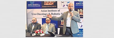 AINU doctors announce the successful completion of 1,000 robotic surgeries in Hyderabad on Tuesday