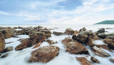 Ocean froth at the  Yarada Beach