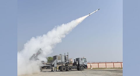 Akash-NG being test fired from ITR off Odisha coast on Friday. (Photo | Special arrangement)