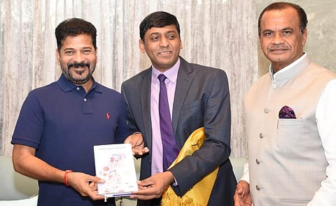 Google vice-president Chandrasekhar Thota calls on Chief Minister A Revanth  Reddy at his residence on Thursday, January 11, 2024.