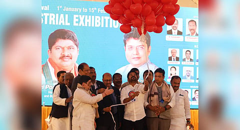 Chief Minister Revanth Reddy takes part in the inauguration of Numaish at Nampally on Monday.(Photo | Sri Loganathan Velmurugan)