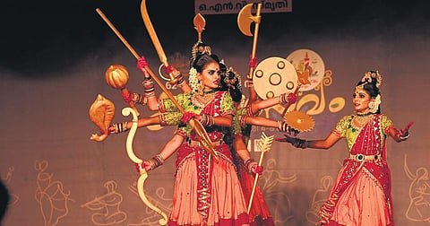The students of Mannar NSB HSS, Alappuzha, perform group dance at the fest. (Photo | Vincent Pulickal)