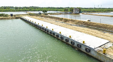 An aerial view of fish landing center in Vanagiri in Mayiladuthurai district | Express
