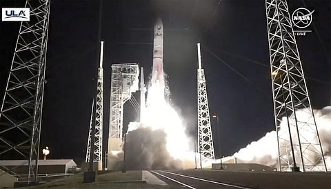 United Launch Alliance’s Vulcan rocket with Astrobotic Technology's lander onboard is launched from Cape Canaveral Space Force Station in Florida, Monday, Jan 8, 2024. (Photo | NASA)