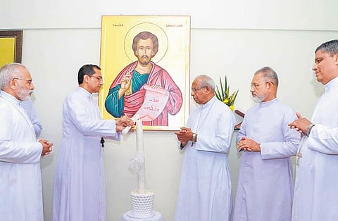 Syro-Malabar Church administrator Mar Sebastian Vaniyapurakkal opening the Synod meeting at Mount St Thomas in Kakkanad on Monday