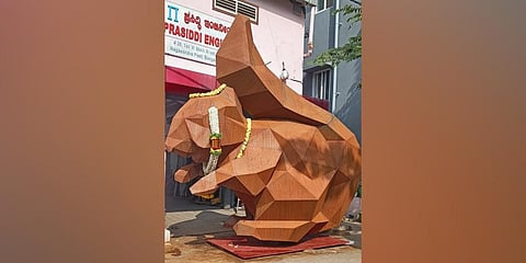 The 15-ft tall squirrel sculpture ​