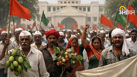 Mango and cashew growers protest march in Maharashtra