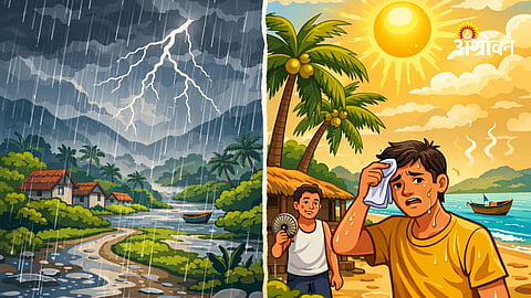 Weather forecast heatwave with storm