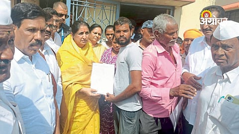 Sunetra Pawar reviews storm-hit farming areas