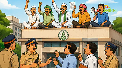 Farmers protest at Agriculture Commissioner's office