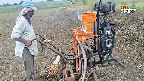 Farmer builds machine using old rickshaw engine