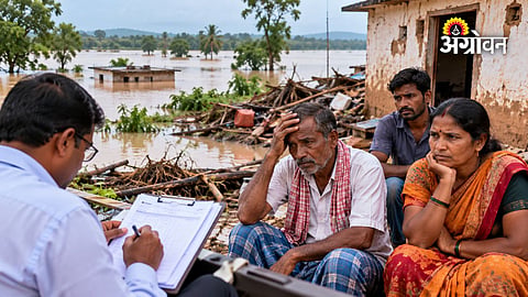 Flood affected people waiting for relief funds