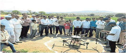 Nashik: Drone spraying demonstration on onion crop in Sinnar taluka