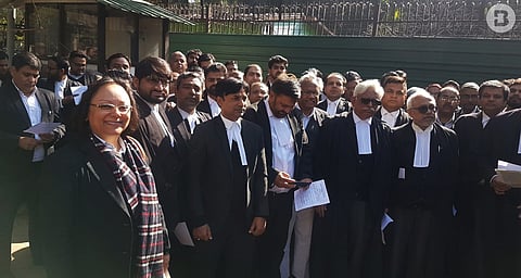 Delhi HC lawyers reading the Preamble