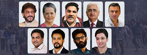 Waris Pathan, Taahir Hussain, Salman Khurshid, Faizul Hassan, Akbaruddin Owaisi, Sonia Gandhi, Kapil Mishra, Anurag Thakur, Sharjeel Imam and Ishrat Jahan