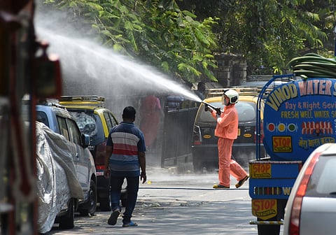 Disinfectant spray on roads