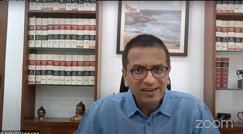 Justice DY Chandrachud speaking during the virtual inauguration