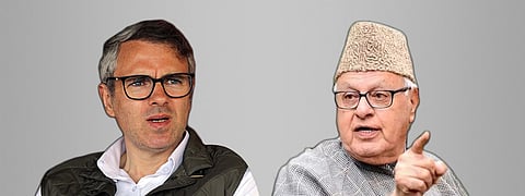 Omar Abdullah (L) and Dr Farooq Abdullah (R)